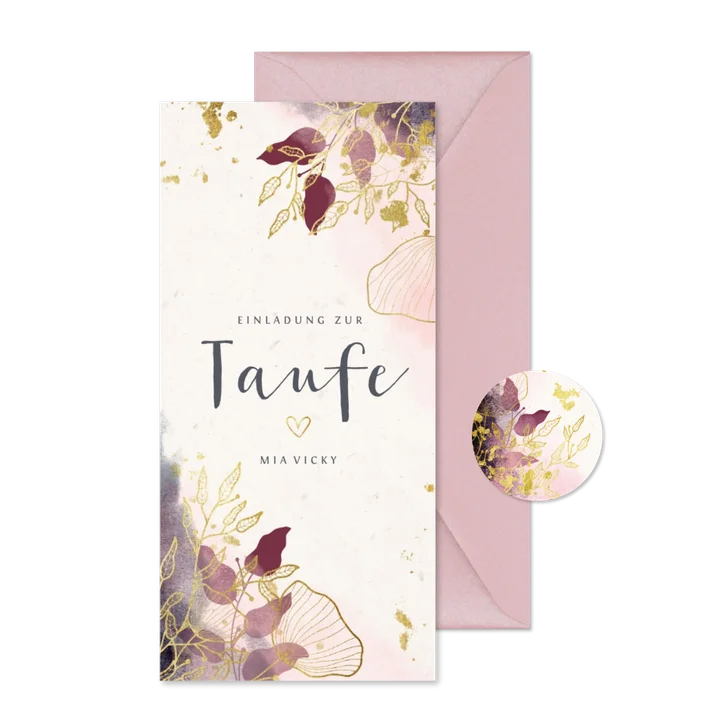 Botanische Einladung zur Taufe Naturlook 