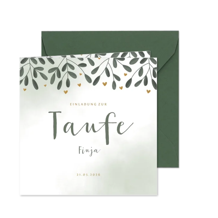 Botanische Einladungskarte Taufe Foto innen