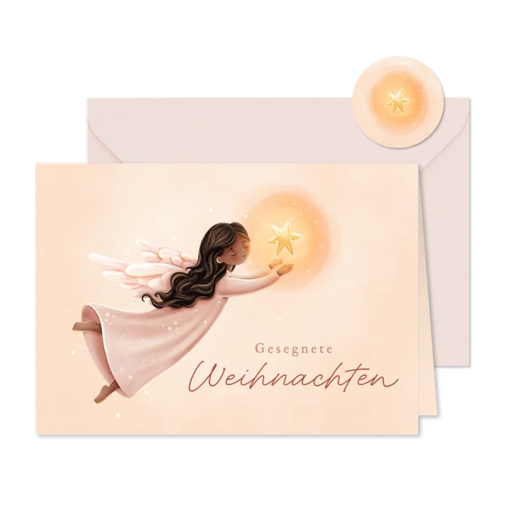 Christliche Weihnachtskarte Engel leuchtender Stern