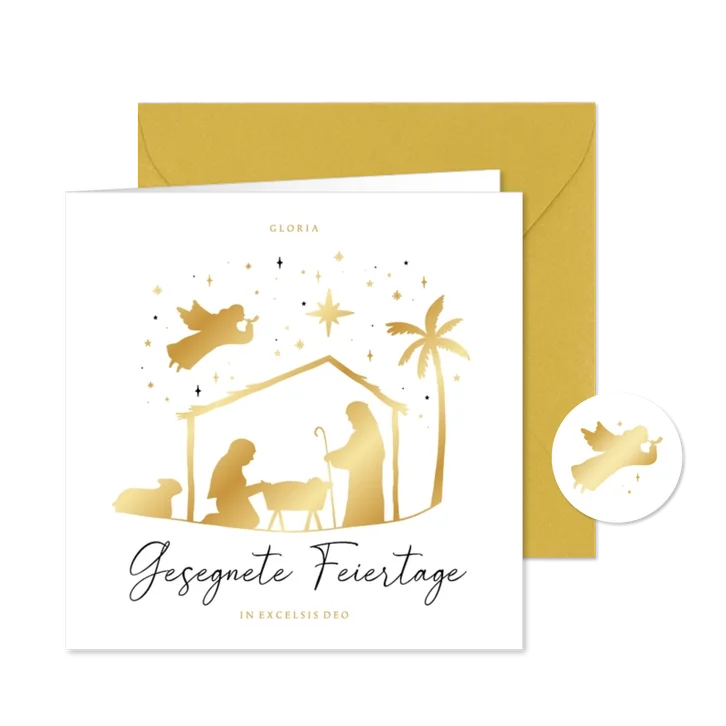 Christliche Weihnachtskarte Krippe schlicht & edel