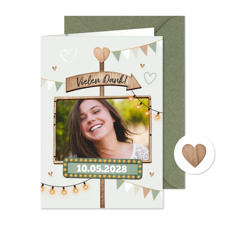 Dankeschönkarte zur Jugendweihe Foto und Schild