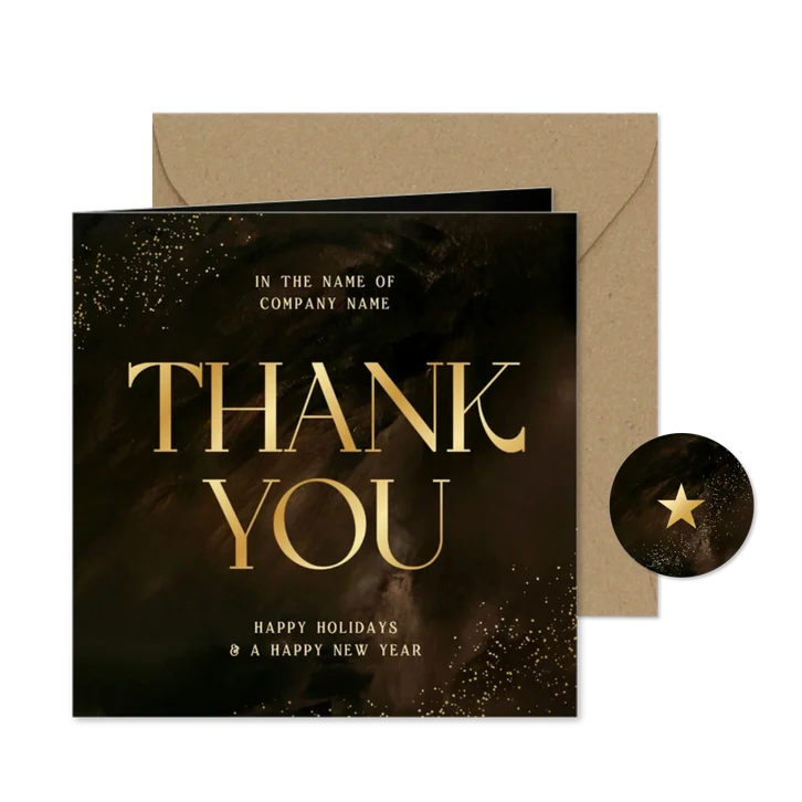 Dankeskarte braun gold 'Thank you' internationale Firma