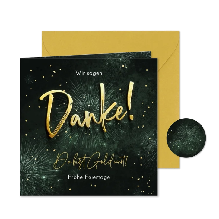 Dankeskarte Feuerwerk Weihnachten und Neujahr geschäftlich