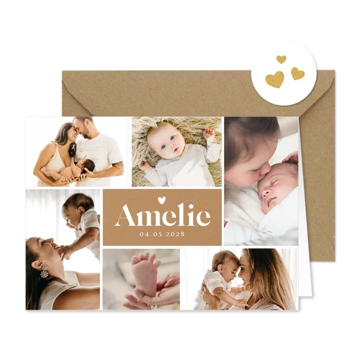 Dankeskarte Geburt mit Fotoserie