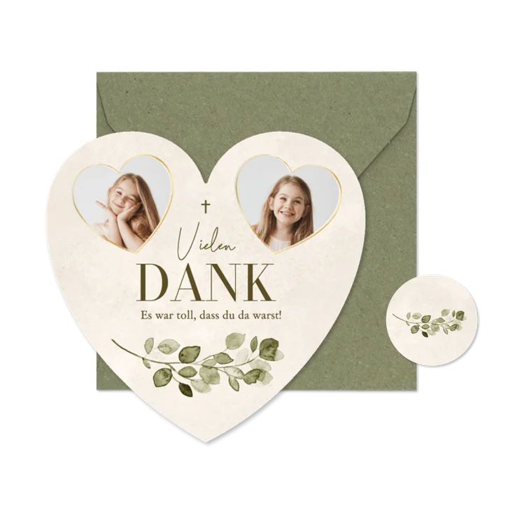 Dankeskarte Herzkarte Sand Aquarell Eukalyptus 