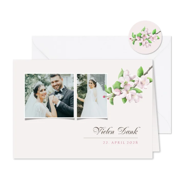Dankeskarte Hochzeit Fotos Apfelblüte