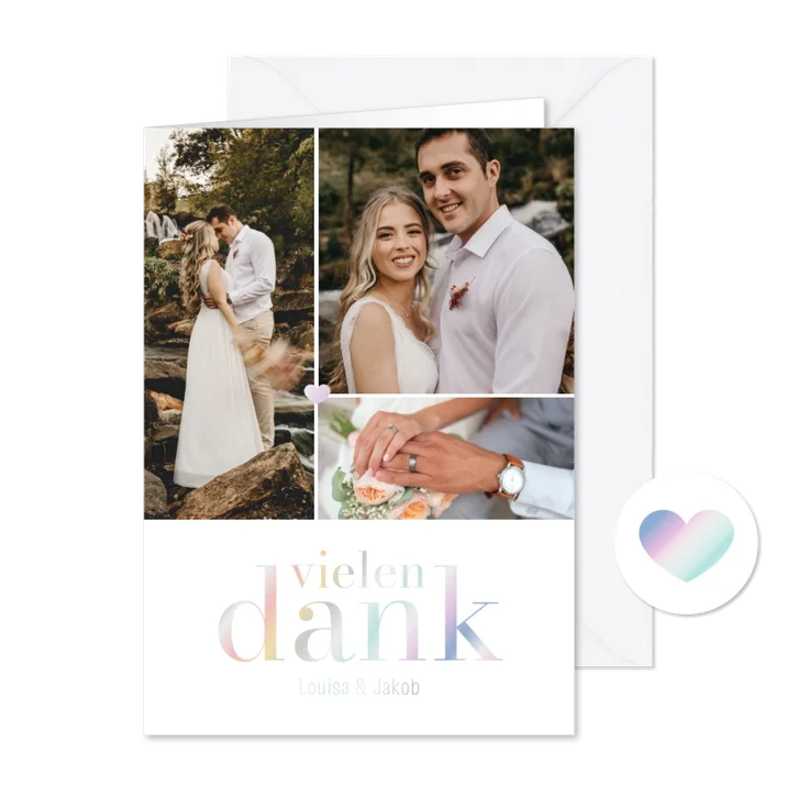 Dankeskarte Hochzeit Fotos & Vielen Dank holografisch