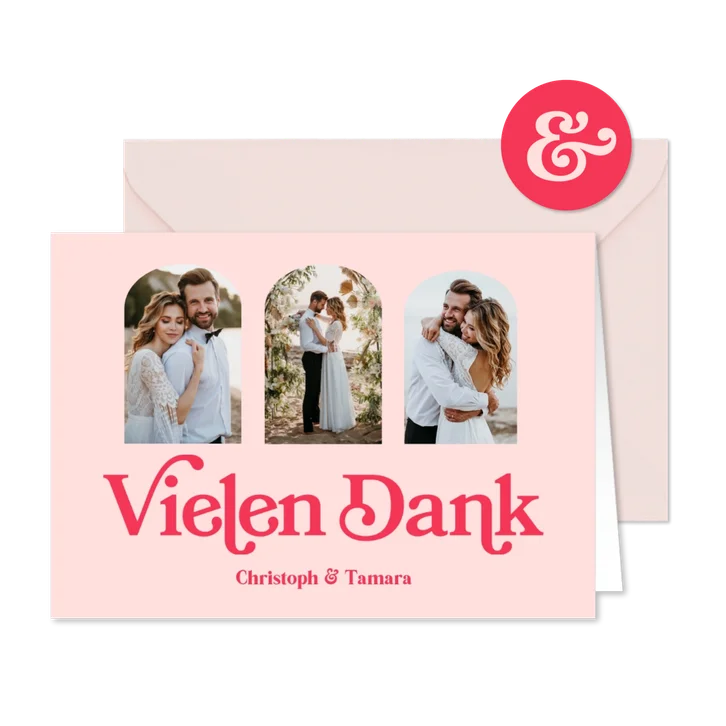 Dankeskarte Hochzeit Retro-Optik & Foto