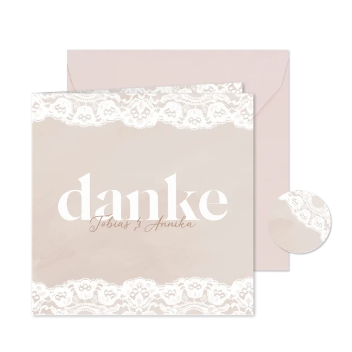 Dankeskarte Hochzeit Spitzendekor