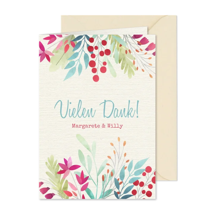 Dankeskarte Hochzeitsjubiläum Blumendekor