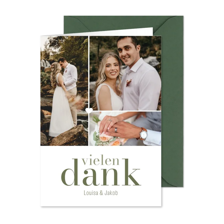 Dankeskarte mit Fotoserie & 'Vielen Dank' holografisch