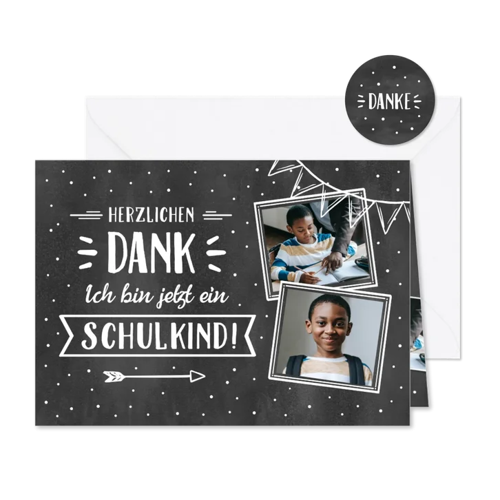 Dankeskarte Schulanfang Fotos & Kreidetafel