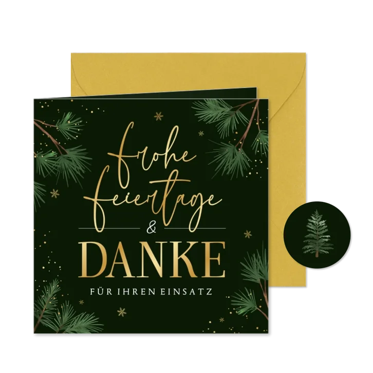 Dankeskarte zu Weihnachten geschäftlich mit Tannenzweigen
