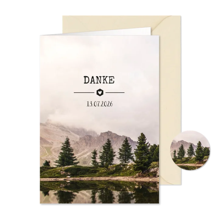 Dankeskarte zur Hochzeit mit Landschaftsfoto