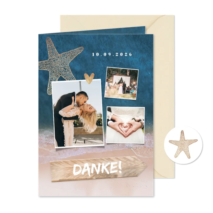 Dankeskarte zur Hochzeit Strandsommer