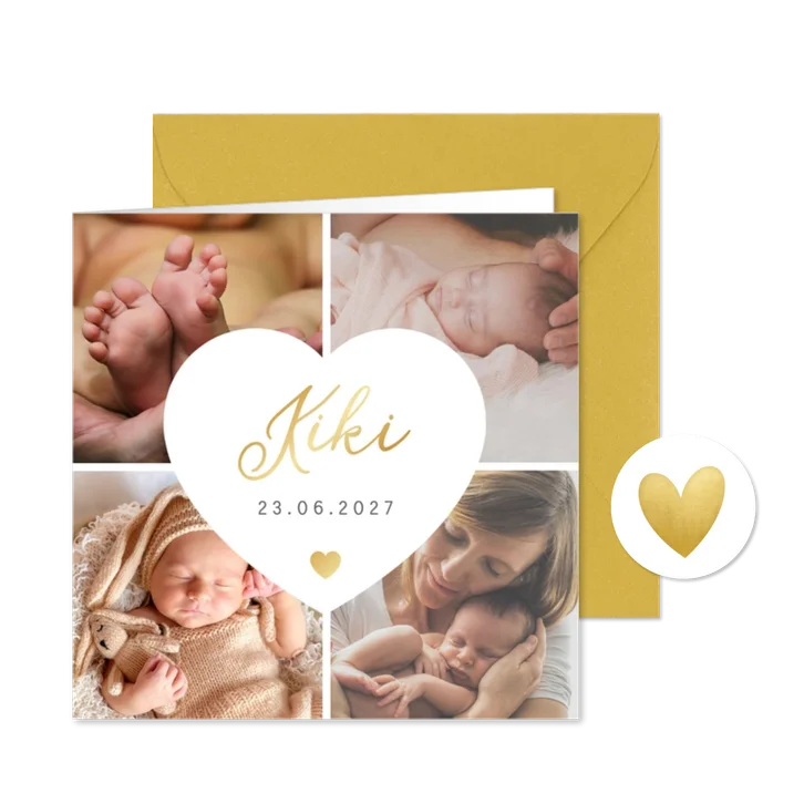 Danksagung Geburt Fotocollage mit Herz 