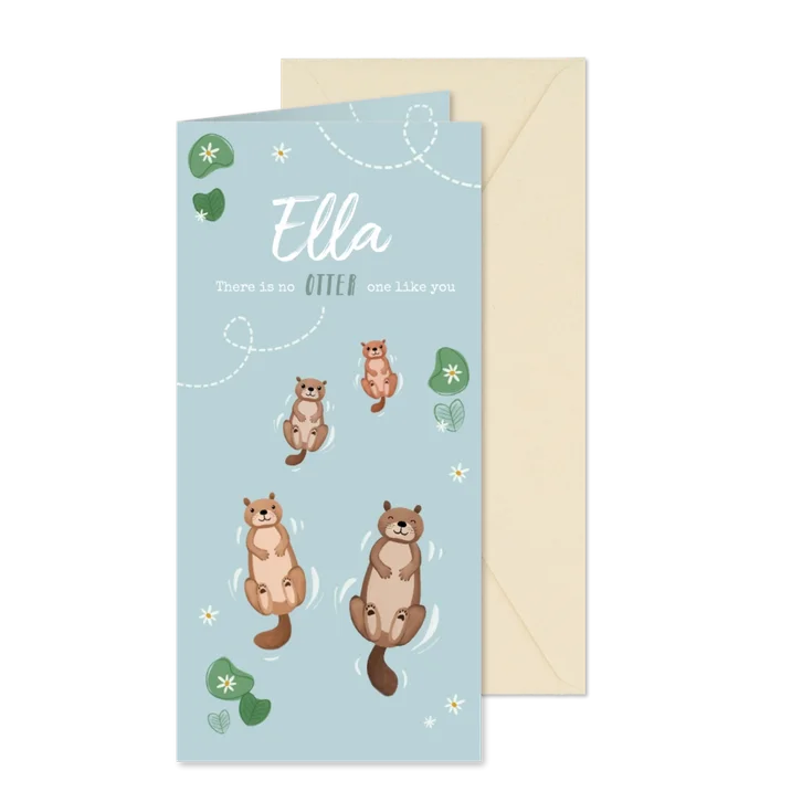 Danksagung Geburt Otterfamilie 2 Kinder Foto innen