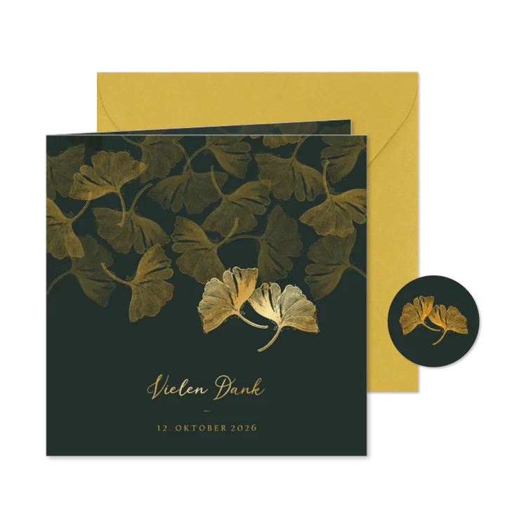 Danksagung Goldene Hochzeit Ginkgoblätter