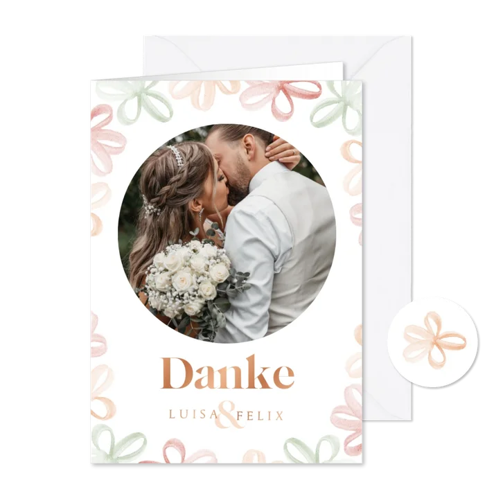 Danksagung Hochzeit Frühlingsblumen, Foto & Kupferdruck