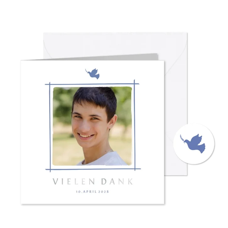 Danksagung Konfirmation blau Foto Eleganz schlicht