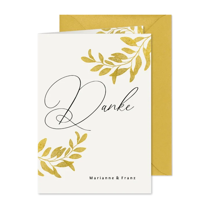 Danksagung zum Hochzeitstag goldene Blätter