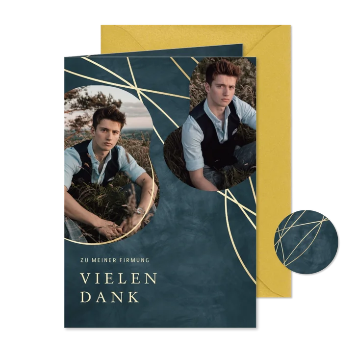 Danksagung zur Firmung Fotos & organische Formen blau