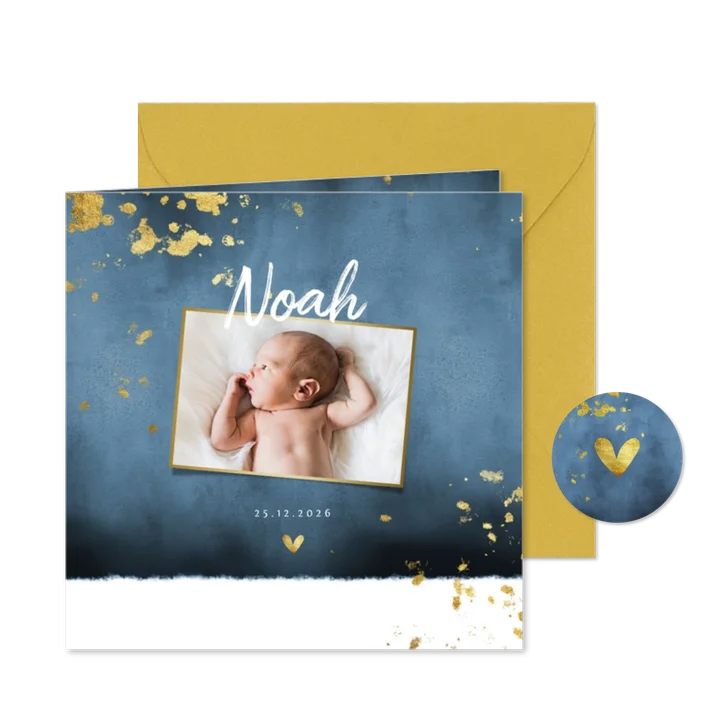 Danksagung zur Geburt dunkelblau Fotos Goldlook