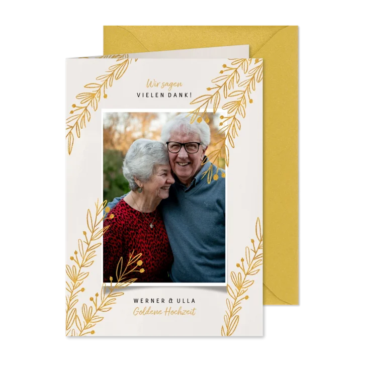Danksagungskarte Goldene Hochzeit Foto & Zweige