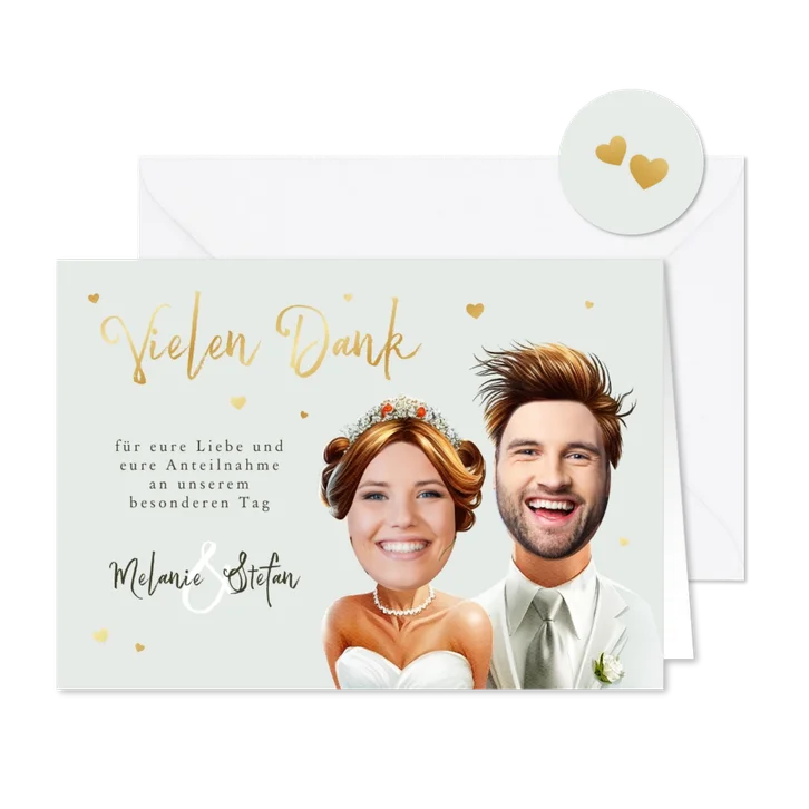 Danksagungskarte Hochzeit lustige Porträts