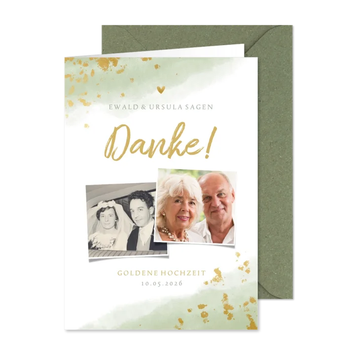Danksagungskarte Hochzeitsjubiläum 2 Fotos