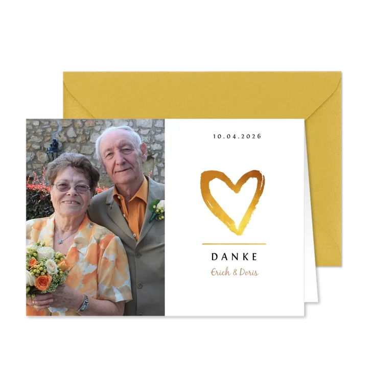 Danksagungskarte Hochzeitstag Foto und Herz