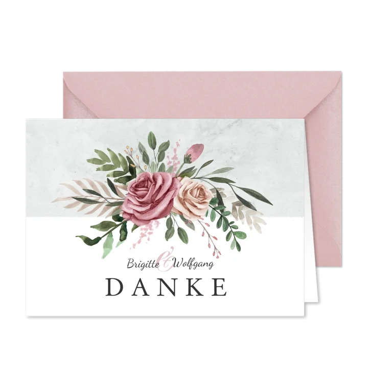 Danksagungskarte Hochzeitstag Rosenstrauß