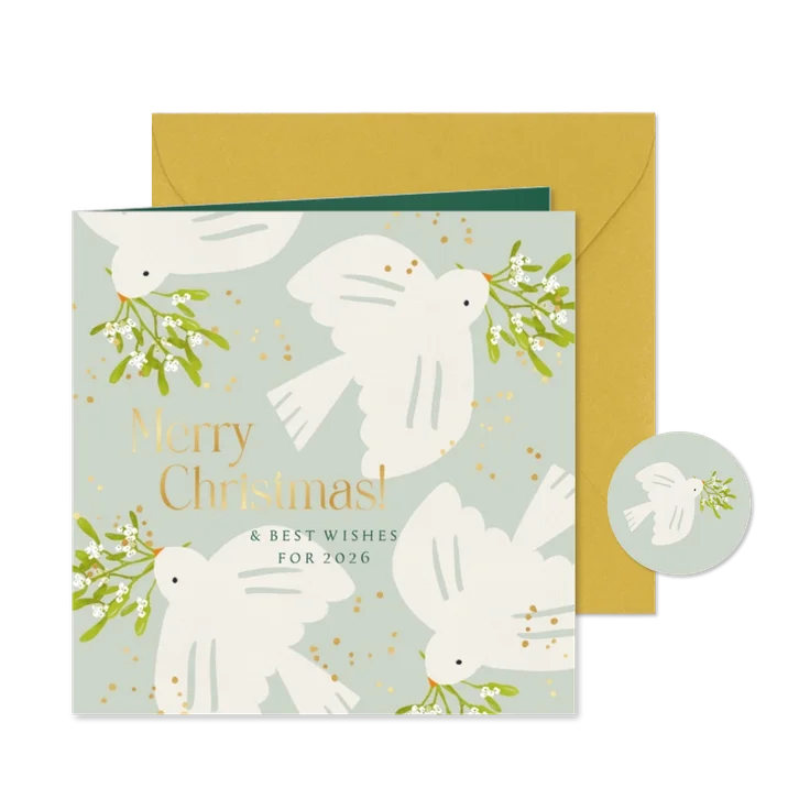 Edle Weihnachtskarte Friedenstauben 