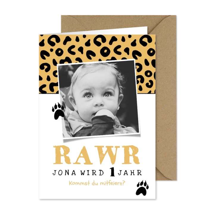Einladung 1. Kindergeburtstag Foto & Pantherprint