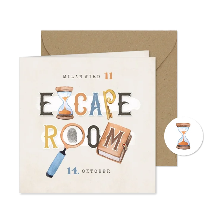 Einladung 11. Kindergeburtstag Escape Room