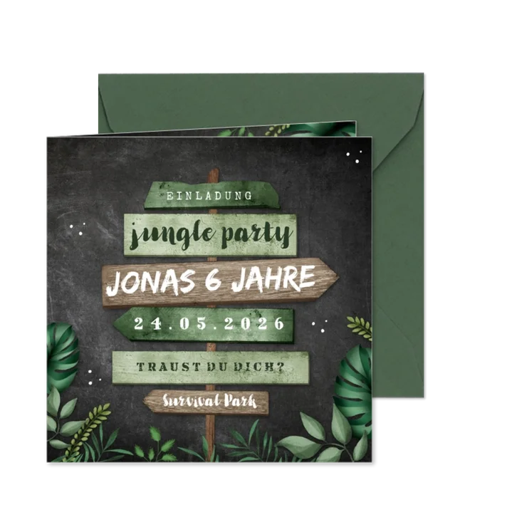 Einladung 6. Kindergeburtstag Dschungelparty