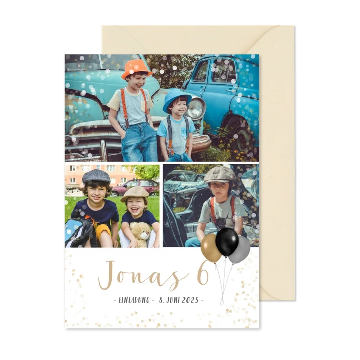 Einladung 6. Kindergeburtstag mit Fotocollage