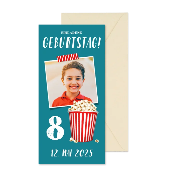 Einladung 8. Kindergeburtstag Filmparty