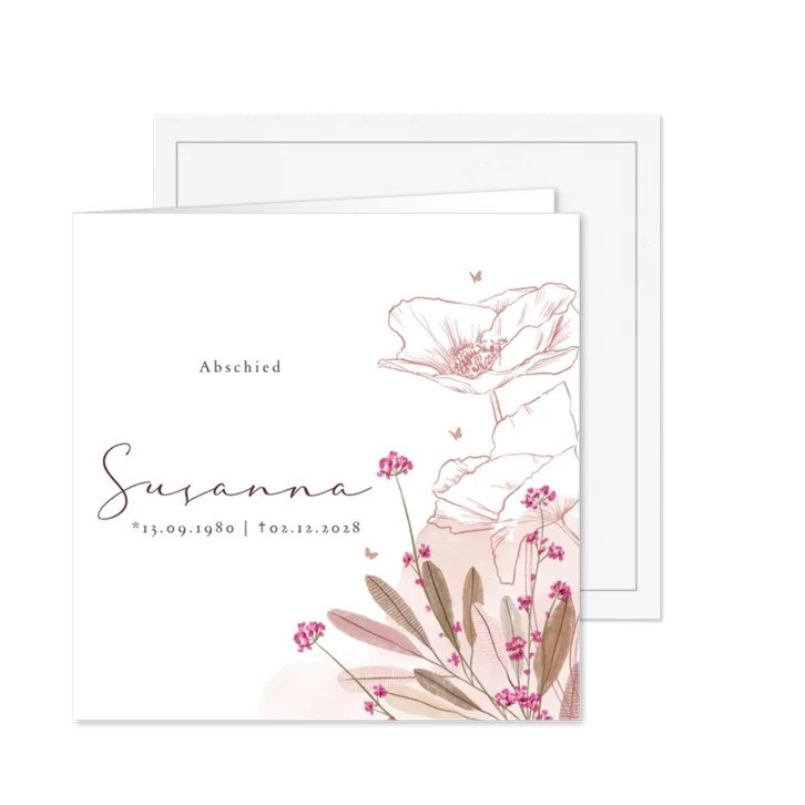 Einladung Beerdigung mit Blumen