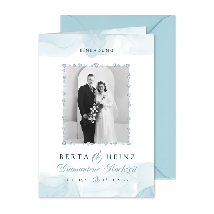 Einladung Diamantene Hochzeit mit Foto