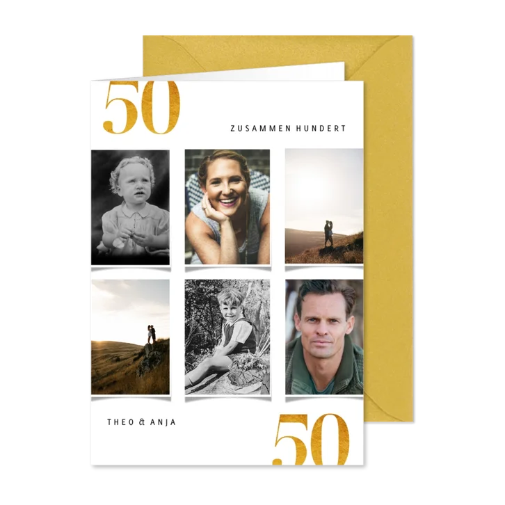 Einladung Doppelgeburtstag 50 Jahre mit Fotocollage