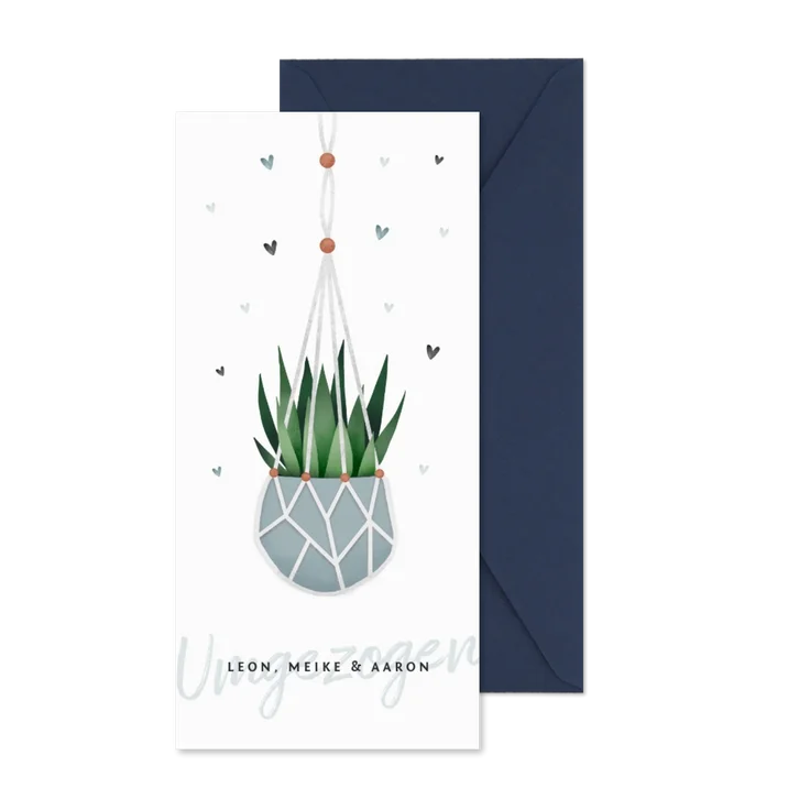 Einladung Einweihungsparty Pflanze und Herzen