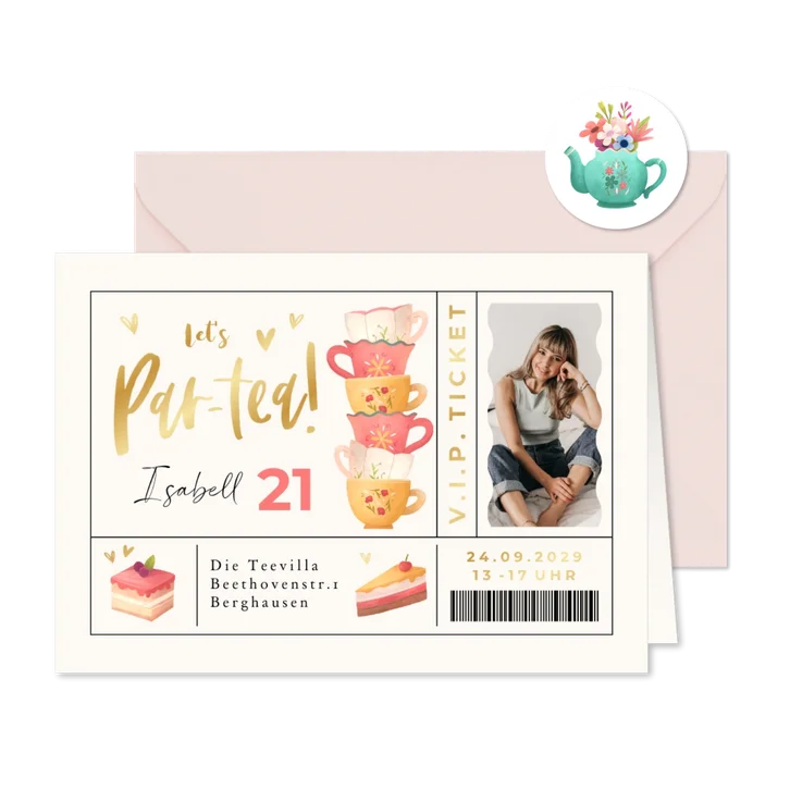 Einladung Geburtstag Ticket High-Tea