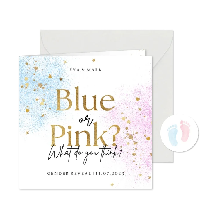 Einladung Gender Reveal Party 'Blue or Pink'