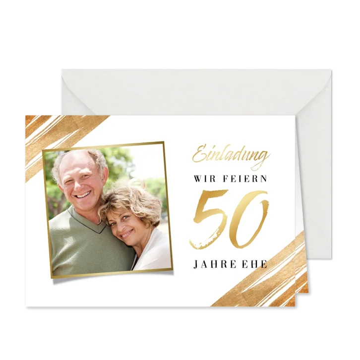 Einladung Goldene Hochzeit Foto & Goldakzente
