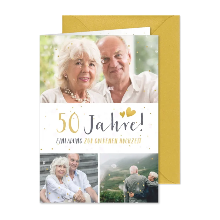 Einladung Goldene Hochzeit Fotocollage