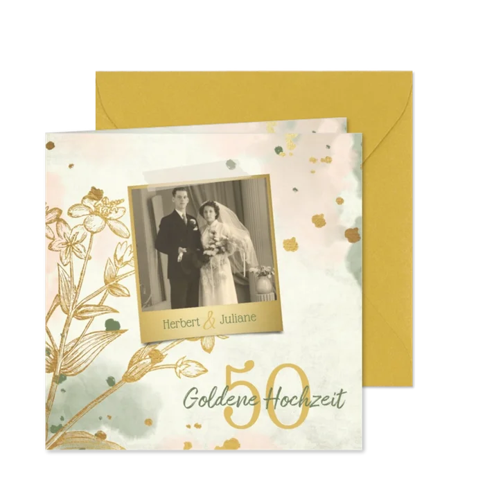 Einladung Goldene Hochzeit Retrolook Foto