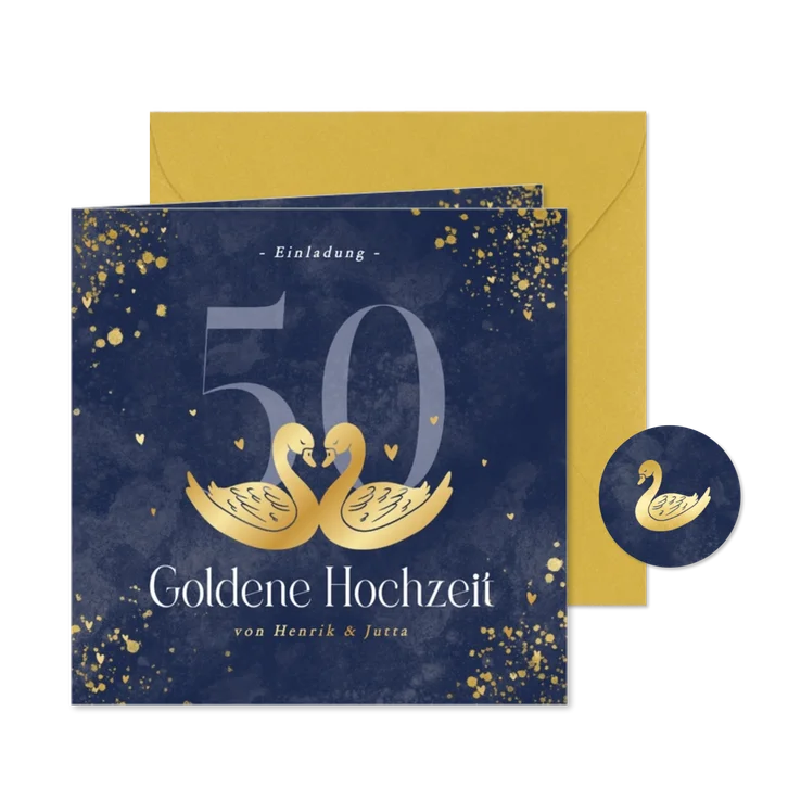 Einladung Goldene Hochzeit Zwei Schwäne