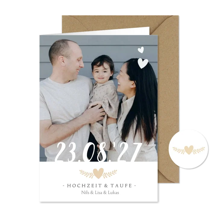 Einladung Hochzeit & Taufe Foto und Datum