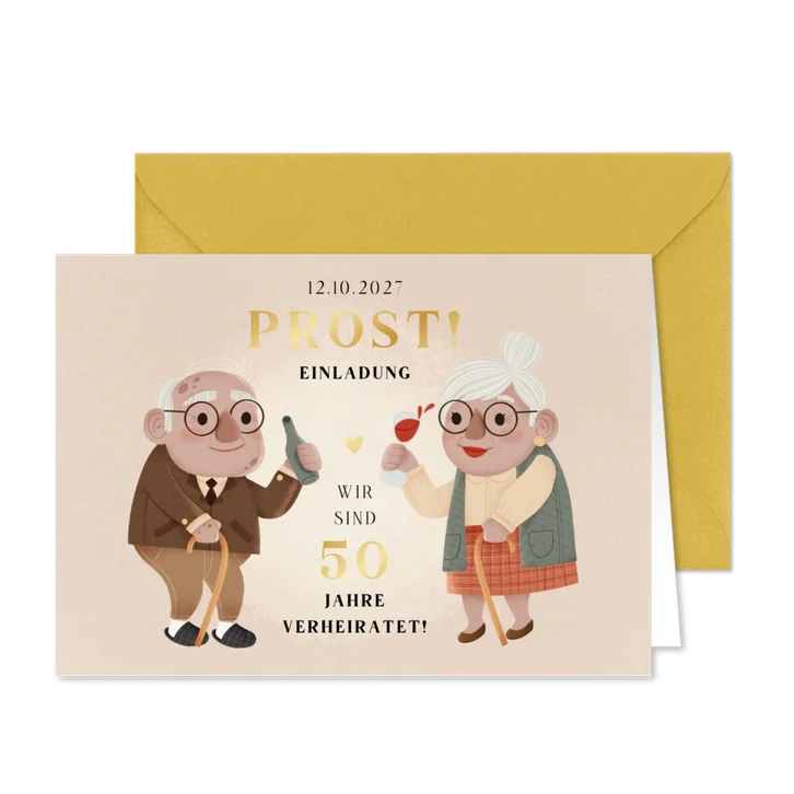 Einladung Hochzeitsjubiläum 'Prost'